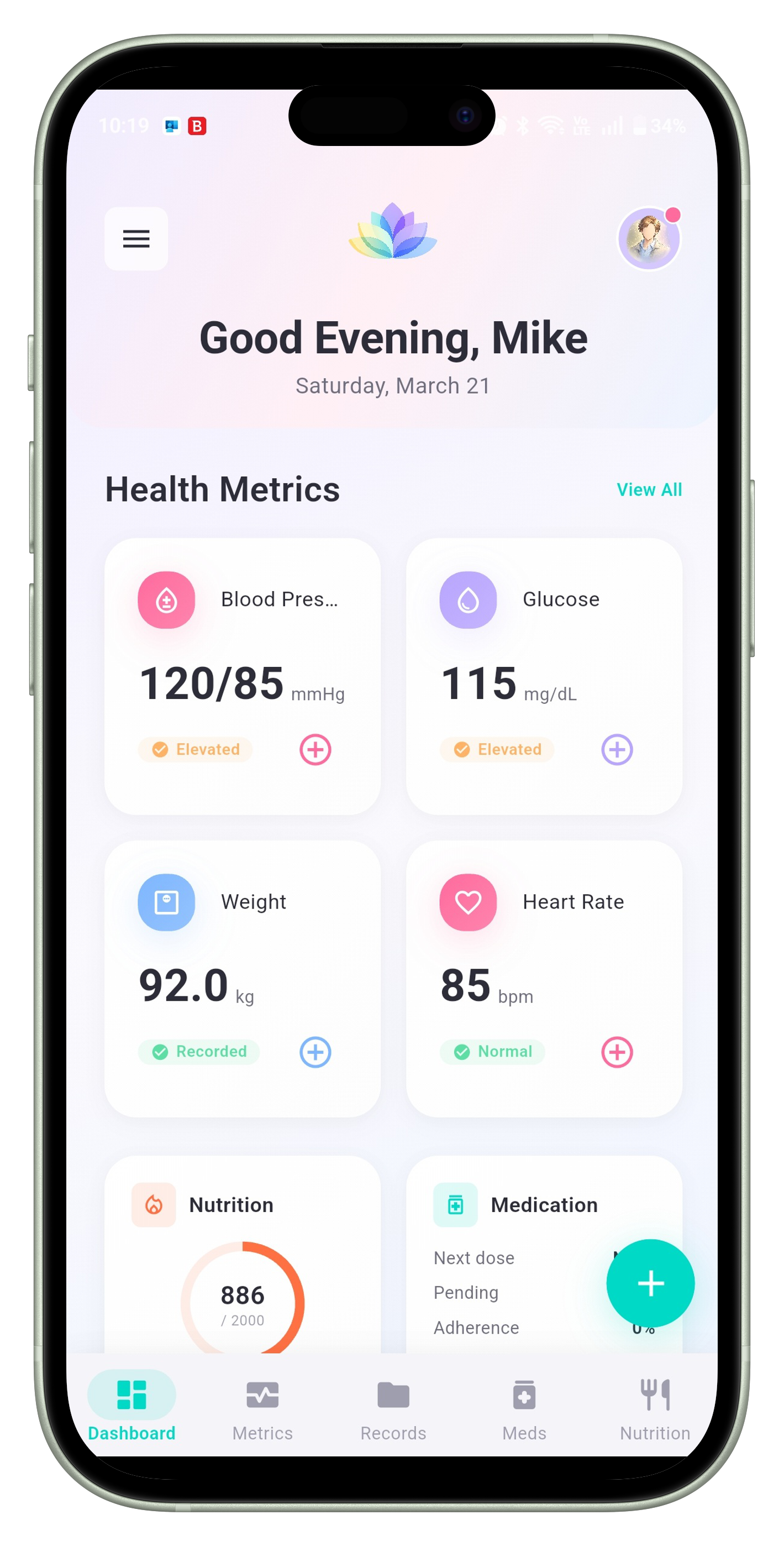 Jiva Pulse medications management screen