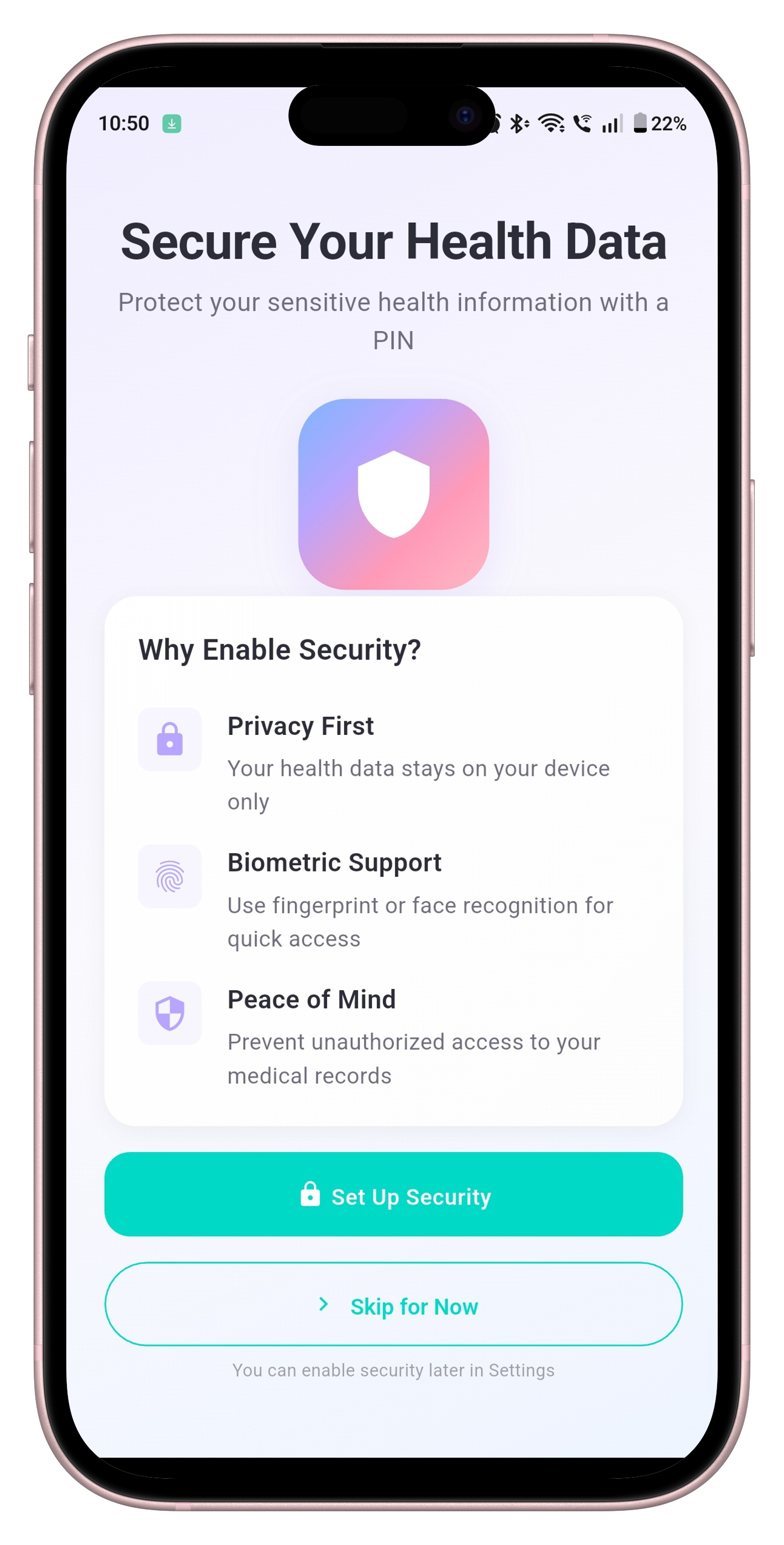 Jiva Pulse Health Records screen showing secure data