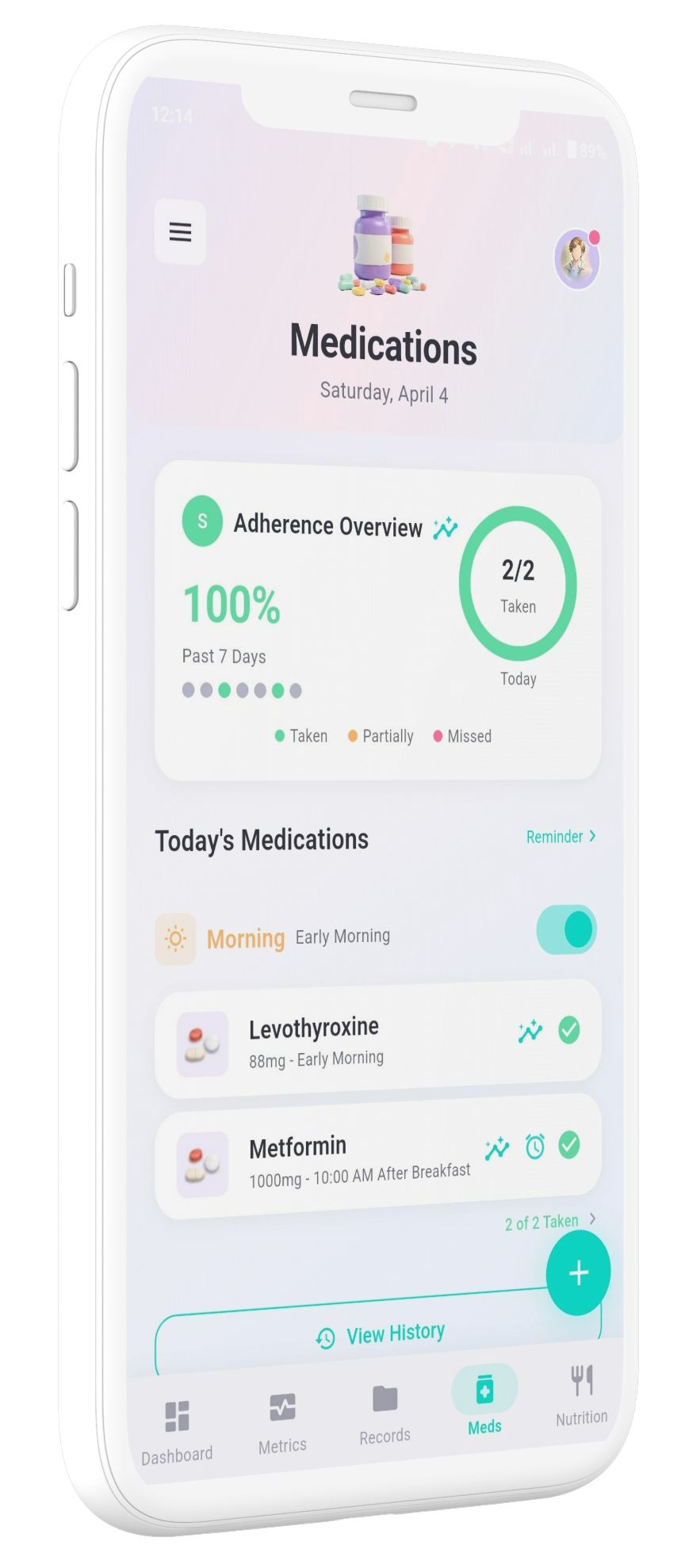 Jiva Pulse trend indicators showing health progress with directional arrows